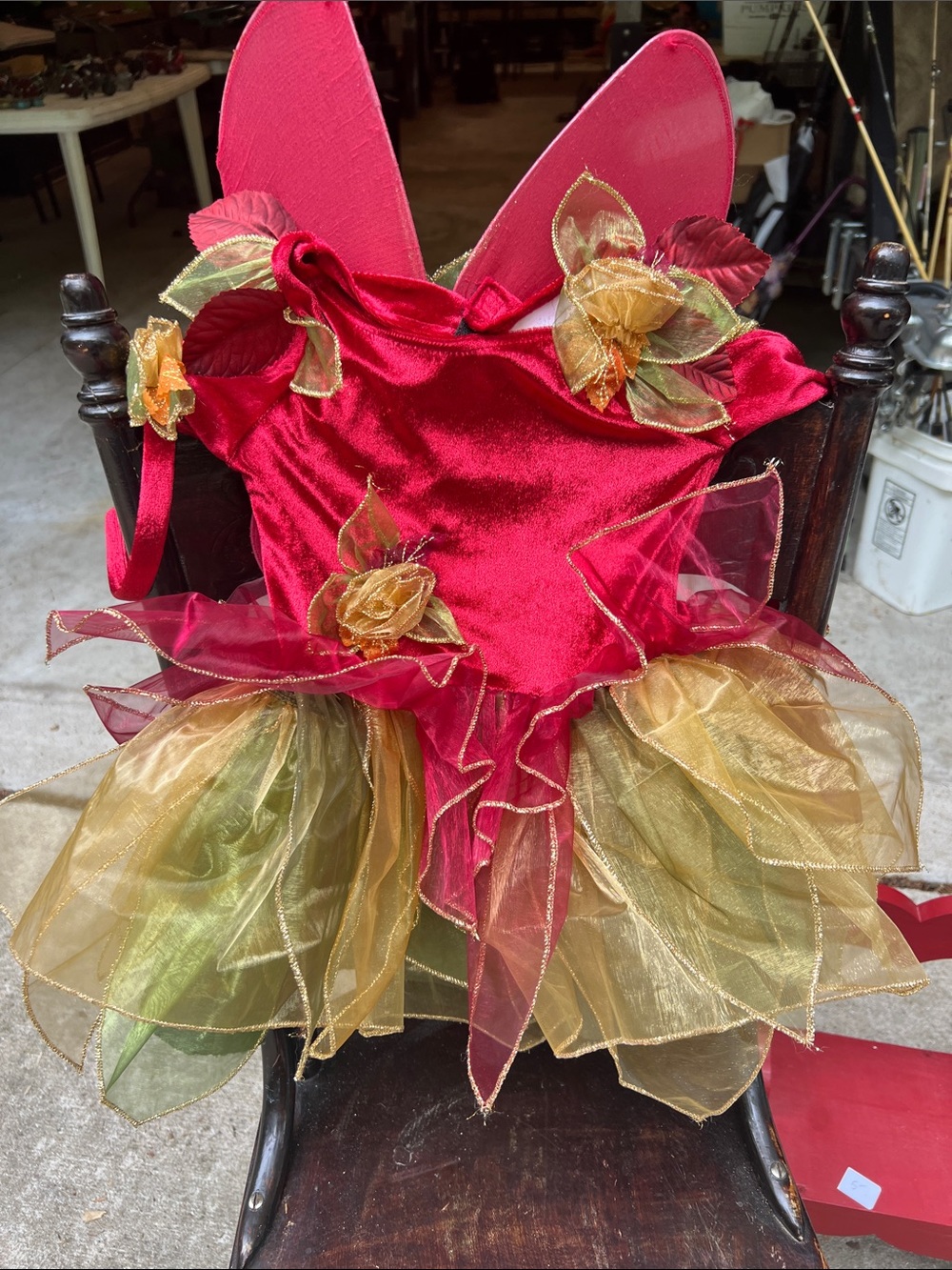 Red and Gold Fairy Dress-Up Costume for Kids - Floral Tutu